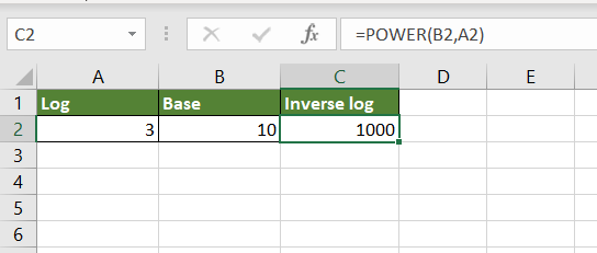 Log Base 10 Using Excel