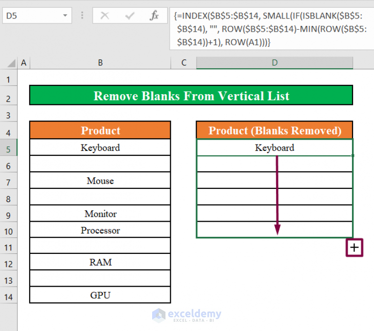 Remove Blanks Excel